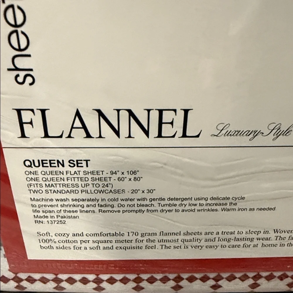 Holiday Flannel Sheet Set - Red and Gray